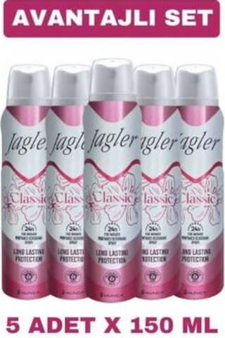 Jagler Classic Kadın Sprey Deodorant 5 x 150 ML