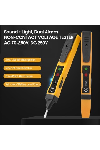 Yifomall "çok Fonksiyonlu Voltaj Dedektörü: Ac/dc Test, Kablosuz Algılama, Sesli Ve Işıklı Alarm 70-250v "