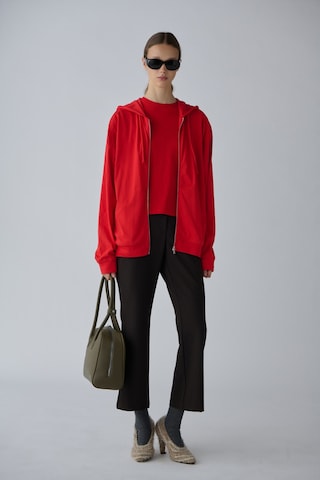 Suud Collection Kırmızı Lena Fermuarlı Kapüşonlu Sweatshirt