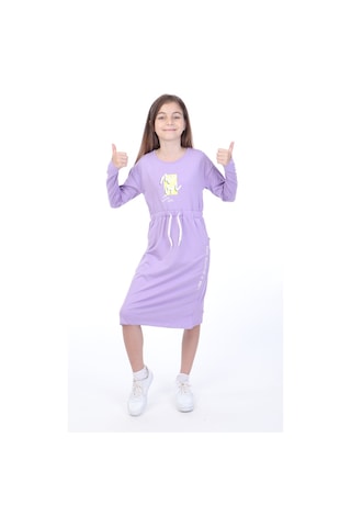 Toontoy Kız Çocuk Neon Baskılı Elbise Lila
