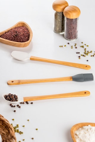 Porsima Mien Mini Silikon Kaşık Fırça Spatula Servis Seti 3'lü