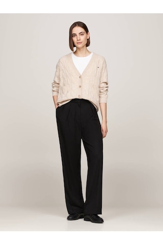 Tommy Hilfiger Soft Wool Cable Cardıgan Kadın Bej Hırka - Ww0ww43089 Bej