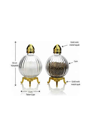 2 Li Origami Model Gold Renk Metal Ayaklı Cam Tuzluk Takımı Sarı