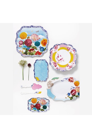 Sarı Pembe Porselen Kek Standı 31x8 Cm