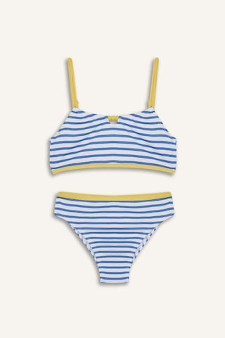 Defacto Kız Çocuk Çizgili Bikini Takımı E5131a825hsbe194 Mavi
