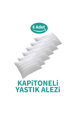 Kapitoneli Yastık Alezi 6'lı Pamuklu Fermuarlı Kapitone Yastık Koruyucu Yastık Kılıfı