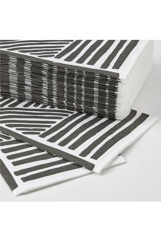 Nabbfisk Desenli Peçete, Beyaz-siyah, 38x38 Cm, 30 Adet