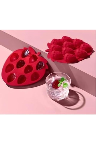 Çilek Şekilli Silikon Kalıp Çikolata, Buz, Şeker Ve Jelly Kalıbı Yapışmaz, Esnek, Gıda Sınıfı Silikon