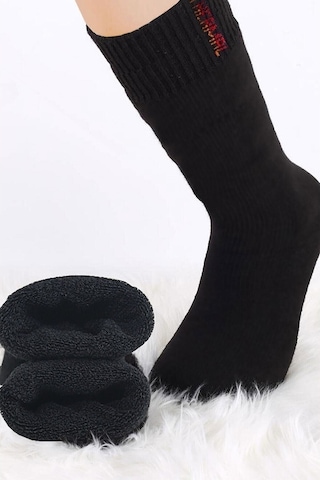 Meguca Socks Unisex Siyah 3 Çift Termal Havlu Kışlık Çorap Siyah