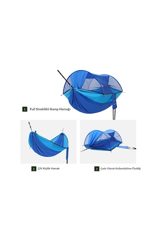 Kingcamp Multi-function 3 Ü 1 Arada Çift Kişilik Cibinlikli Hamak Blue Mavi