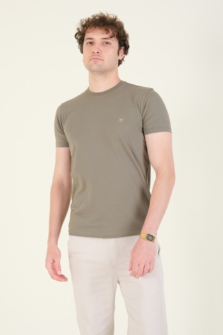 Giyim Dünyası Erkek Sıfır Yaka Basic T-shirt Haki 001