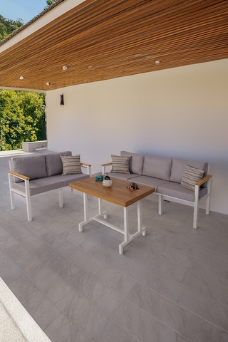 Neokas Bahçe Takımı, Balkon Mobilyası, 2+3+masa, Kafe Koltuğu, Minimalist Tasarım Beyaz