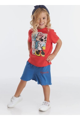 Minnie Mouse Lisanslı Kırmızı Pamuk Kız Çocuk T-shirt Mn19489 Kırmızı