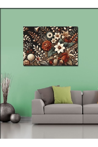 Kanvas Tablo Koyu Çiçek Deseni 100cmx140cm