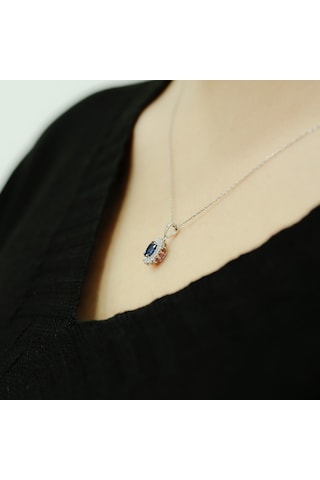 Lova Pırlantalı Oval Safir Anturaj Kolye - 2030021