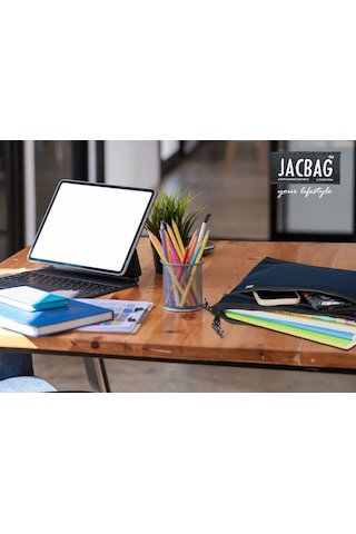 Jacbag Lacivert Erkek A4 Zip Folder İki Bölmeli Dosya Ve Evrak Çantası