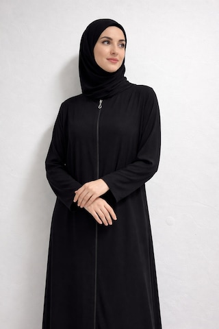 Bilenler Fermuarlı Viskon Namaz Elbisesi /ferace Siyah
