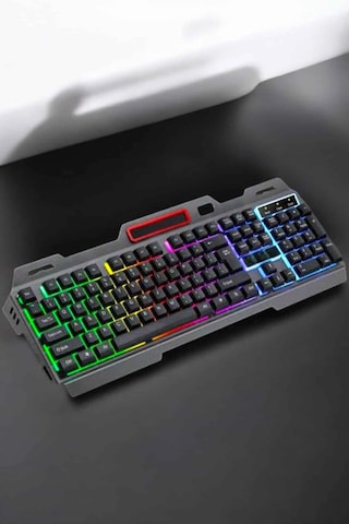 Hubrendy Tekno Led Işıklı Oyuncu Klavye Usb Girişli Rgb Işıklı Q Klavye Mouse Hediyeli 16589161