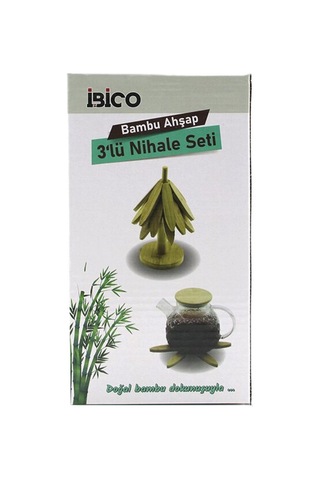 İbico İ22-320 Standlı Ağaç Model Ahşap Bambu Nihale Yapraklı Çiçek Modeli Çap: 20cm 2 Adet Diğer