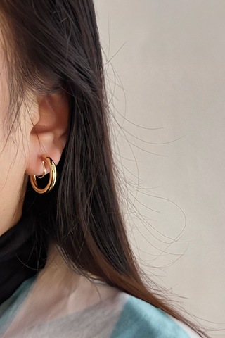 Chavin Gold Bijuteri Deliksiz Kulaklar İçin Geçirmeli Küpe Ev16sr Gold