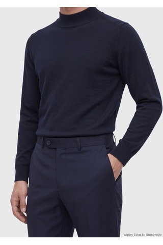 Ramsey Saks Modern Fit Klasik Yün Karışımlı Pantolon saks saks