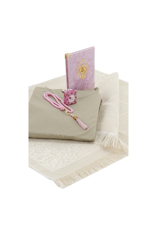 Pratik Başörtülü Tek Parça Namaz Elbisesi Ve Seccade Seti Pembe Pembe