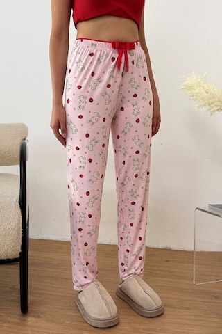 Giysa Kadın Beli Lastikli Tavşan Desenli Pijama Altı Pembe - 26y 4550