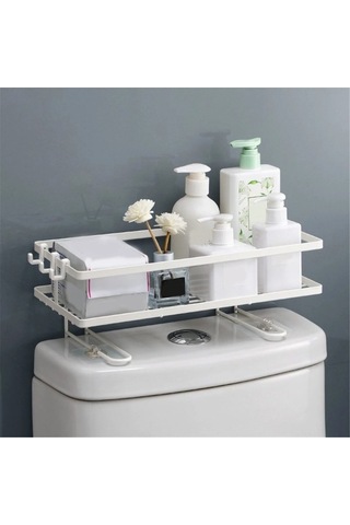 Fortunelane Banyo Dolabı Üstü Konfigüre Edilebilir Siyah Ağızlı Raf, Halka Ek Depolama Beyaz Tasarım Beyaz