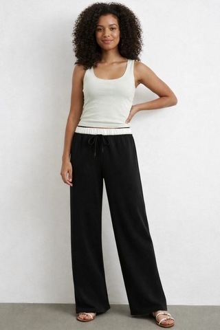 Meine Liebe Unterwäsche Bel Bantlı Wide Leg Rahat Pantolon Siyah Meine Liebe Unterwäsche Bel Bantlı Wide Leg Rahat Pantolon Siyah