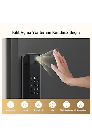 Ezviz Y3000fvp Plus, Aktif İnterkom Akıllı Kapı Kilidi Parmak İzi - Uygulama - Şifre - Kart - Yüz Tanıma - Avuç İçi Okuma Akıllı Otomatik Wifi Kapı Kiliti