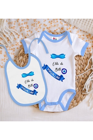 Bk Kids Sünnet Tasarımlı Mavi Bebek Body Zıbın Ve Mama Önlüğü Hed Çok Renkli