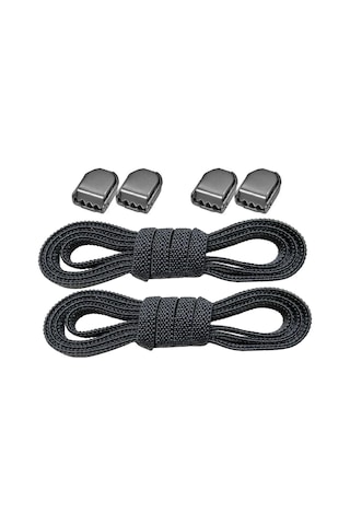 Akıllı Kilitli Ayarlanabilir Siyah 6 Mm Lastik Pratik Bağcık 1 Çift Siyah