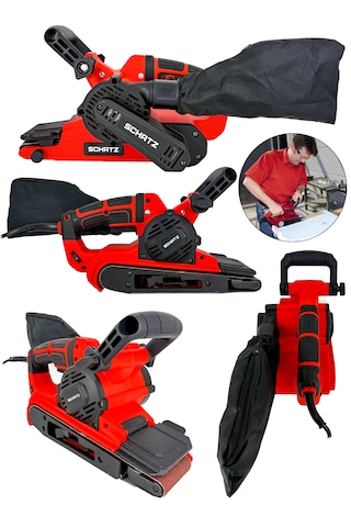 Schatz 900w Elektrikli Vakumlu Tozsuz Cila Özellikli Tank Zımpara Makinesi Kırmızı