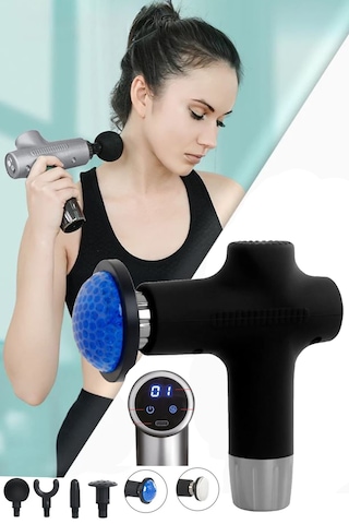 Realx Şarjlı Dijital Sıcak - Soğuk Kompress Özellikli Masaj Tabancası 3 Gri