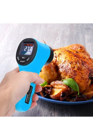 Hw550 Dijital Lcd Kızılötesi Termometre Temassız Lazer Endüstriyel Pirometre Sıcaklık Tabancası - Mavi