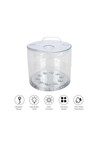 Lemestar Güneş Enerjili Şişirilebilir Led Feneri, 3 Mod Işık Zayıf/güçlü/sos , 600mah Batarya, Ip44 Su Geçirmez, Transparent, Kamp Ve户外活动ıçin Beyaz