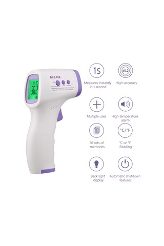 Samdoo İletişimsiz Kızak Sıcaklık Ölçer - Lcd Ekranlı, 16 Veri Depolama, C/ F Değiştirilebilir, Yüksek Sıcaklık Alarmı Pil Dahil Değil