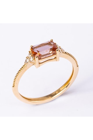 Gümüş Yüzük - Octagon Kesim Zultanit Taşlı Modern Tasarım 925 Ayar Gümüş Yüzük Sarı