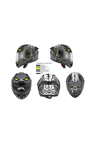 M-801Snake Zombıes White Kask Gri - Siyah - Yeşil