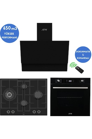 Afm Tech Ve Ferre Modeo Turbolu Siyah Dijital ED075-WFA WOK + FM7700 + FM3400 Ankastre Set