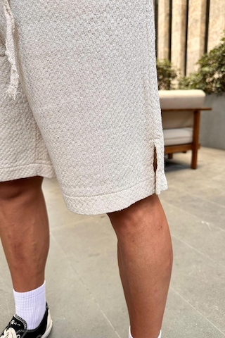 Krem Gofre 11 Keten Go Relaxed Fit Şort Krem