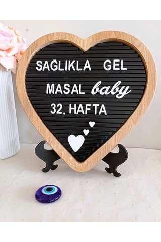 Fikirstore Ahşap Kalp Çerçeveli Özelleştirilebilir Mesaj Panosu Siyah Zemin Beyaz Harf Setli Yazı Tahtası Genel