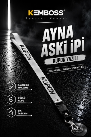 Kupon Yazılı Ayna Askı İpi Vantuzlu Araç Dikiz Aynası Dekor Askısı Beyaz Kupon Yazılı Beyaz