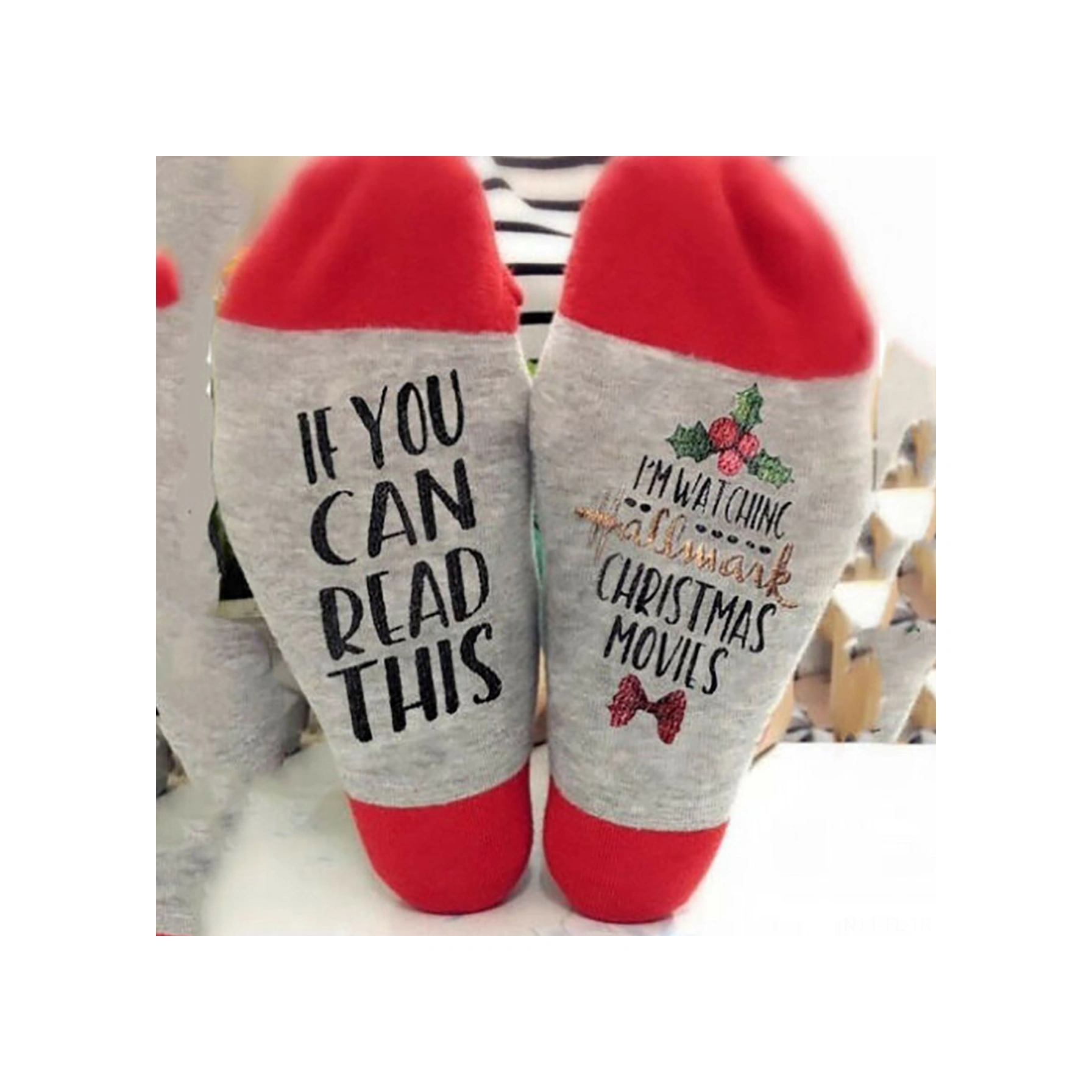 Lemestar Kışlık Noel Çorapları - Erkek Kadın İçin Orta Kalınlıkta Nem Emici Nefes Alıcı Pamuklu Tekli Kırmızı Renk Noel Dekorasyon Çorap Kırmızı