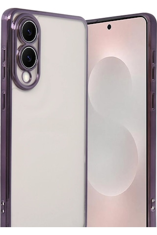Samsung Uyumlu Galaxy S25 Edge Kamera Korumalı Lensli Silikon Mor\