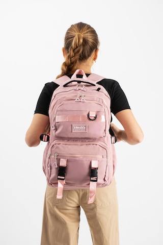 Ventis Qualty Okul Çantası Su Geçirmez Klinkır Kumaş Unisex Sırt Çantası Model 7c Pembe