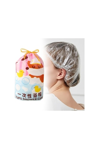 Suntek 100 Adet Tek Kullanımlık Duş Boneleri Elastik Banyo Beyaz