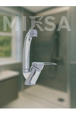 Mix Kuğu Banyo Lavabo Bataryası Çeşmesi Musluğu Çift Su Girişli Krom
