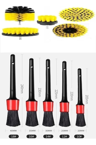 İsgstore 9 Parça Araç Iç Ve Dış Matkap Ucu Uyumlu Detaylı Bakım Fırça Temizleme Seti Toplam 9 Parça Ürün.
