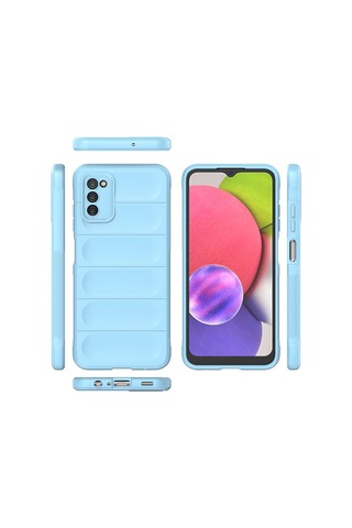 Gld-spt- Newface Samsung Uyumlu Galaxy A03s Kılıf Optimum Silikon - Sky Blue